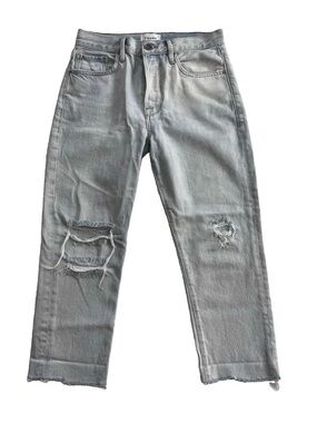 FRAME Le Original Jeans Womens 27 Distressed Crop Button Fly 100% Cotton Denim
